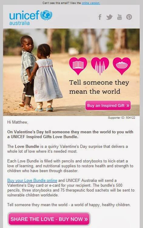 Unicef Valentines Day eDM Email Marketing
